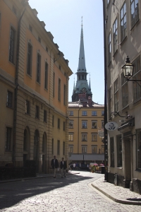 Gamla stan i Stockholm med Tyska kyrkans torn och spira. (TK Kuo)