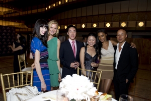 Left to right: Supermodels Simone Kerr and Kathrin Werderitsch, Shen Yun Principal Dancer Tim Wu and other guests.