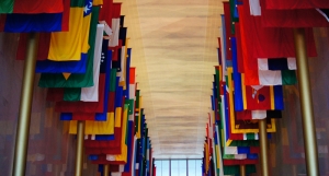 The Hall of States Flags, at the entryway to the Kennedy Center.