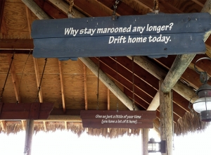 These signs kept us company while waiting in line at the &ldquo;Shipwreck Rapids&rdquo; ride in SeaWorld San Diego.