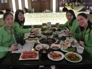 On our way back to our hotel we picked up some fresh bell cakes&mdash;recommended by fellow dancer and Taiwanese native Yu-hsin Chang. (with dancer-blogger Jade Zhan)