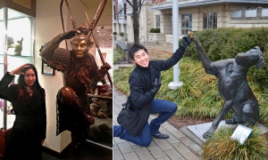 &hellip;and we met a few friends along the way&mdash;some old, some new. Dancer Sam Pu with man&rsquo;s best friend (right), and cellist Jiazhen Wu with the mighty Monkey King (an old friend indeed&hellip; did you know that his 2,591st birthday is coming up?). (Gary Liu [R] and Kelly Zheng (L)) Of course, how can we forget our culinary expeditions? In Little Rock, our &ldquo;meatscapaders&rdquo; ventured out to try Gus&rsquo;s World Famous Fried Chicken. In Baltimore, our female dancers were treated to Spanish tapas for lunch. (Angie Huynh)