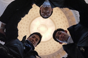 Dancers Joe Huang, Yuan Ming, and Jun Liang at San Francisco City Hall. (photo by dancer Jun Liang)