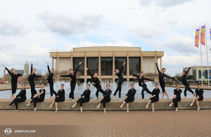 Shen Yun Touring Company dancers are happy to spend Easter together at Chrysler Hall, Norfolk, Virginia, March 27. (photo by dancer Helen Li)