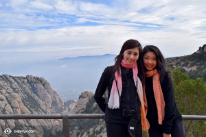 Principal dancers Miranda Zhou-Galati and Daoyong Zheng pose in front of the breathtaking view @ 975 meters.  (photo by Diana Teng)
