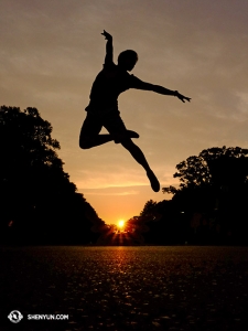 And as the sun sets on another short vacation, it rises on preparation for a new world tour... Tim Wu in Ueno Park, Tokyo, Japan. (photo by dancer Nancy Wang)