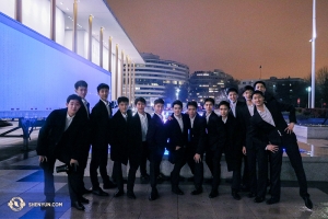 Shen Yun International Company dancers outside the Kennedy Center after a performance. (Photo by choreographer Yungchia Chen)
