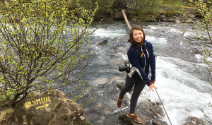 At the river crossing to Glymur.