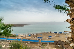 The group then headed through the desert to the Dead Sea. At -304 meters (-997 feet), the Dead Sea is the lowest, and saltiest, point on Earth. (Photo by Tiffany Yu)
