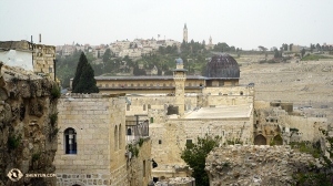 View from the the lower Jewish Quarter balcony above the steps leading to the ground level of the Western Wall. (Photo by Tiffany Yu)
