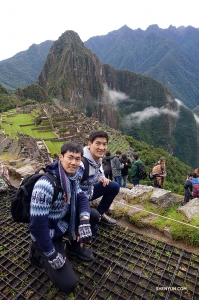 After hiking to the top, Felix and Alex pause for a shot.
