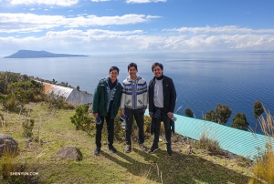 Felix, Alex, and Mauricio visit Taquile Island in Lake Titicaca, the largest lake in South America. 
