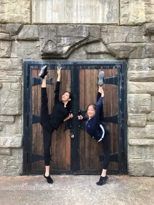 Luna Yu and Nara Cho didn't travel very far—here they are at the Bashakill Vineyards, New York, enjoying the warm weather. (Photo by dancer Cindy Liu)
