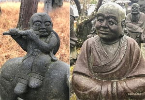 propre « Kannon aux mille bras » devant le temple de Sanjusangendo,
