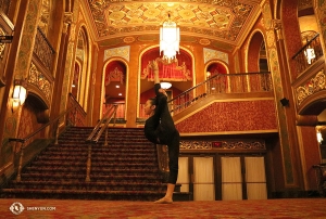 Shen Yun Global Company then travels to Providence, RI. Dancer Victoria Li holds a pose in the lobby of a theater that opened its doors as a movie palace in 1928—the Providence Performing Arts Center.
