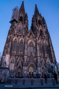 The Cologne Cathedral and its towering, twin spires.
