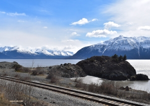 <p>Nous sommes ravis de notre trajet en bus panoramique le long des montagnes enneigées de l'Alaska ! (Photo de la danseuse Emily Pan)</p>
