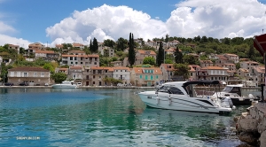 More island hopping, this time in Croatia, where dancer Betty Wang's motorboat makes a pit stop at Šolta Island.