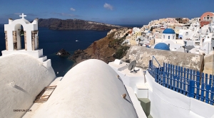 Projectionist Annie Li backpacked around Europe, visiting Greece and Santorini in the Aegean Sea...