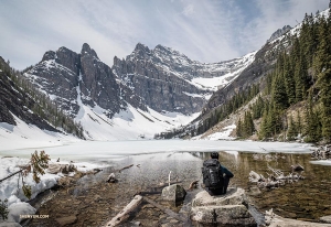 Another two hours into their hike, the brothers arrived at Lake Agnes.