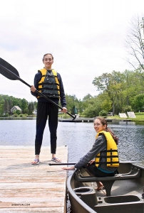 Closer to home, dancer-sisters Lilly (left) and Katie Parker ready for canoeing on Lewis Lake, Pennsylvania.