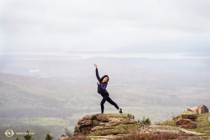 Across the continent, dancer Lily Wang visited Acadia National Park in Maine.