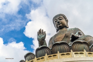 On Hong Kong's Lantau Island, the 34-meter Tian Tan Buddha. (Photo by Michelle Wu)