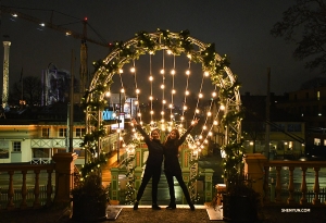 Projectionist Yuli Ye and Soprano Rachael Bastick pose together outside their hotel in Stockholm, Sweden.

(Photo by Miao Ci Chiu)