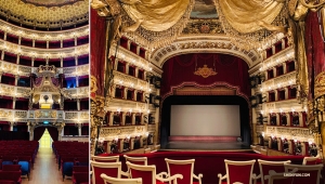 La loge royale du Palace Theatre, où le roi d'Angleterre avait pour habitude de s’assoir  (à gauche), et de prendre plaisir aux représentations grâce à une vue parfaite sur la scène. (Photo de Han Ye)