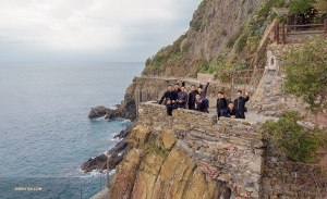 Dancers explore Genoa between performances at the Teatro Carlo Felice. (Photo by Andrew Fung)