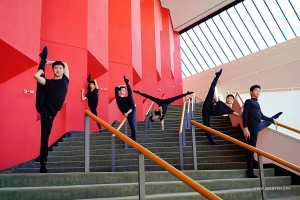 As you can see, we can't resist striking a pose wherever we go, whether next to our bus or inside the theater. 