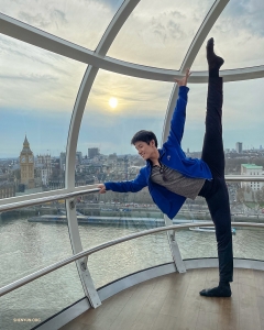 We learned that each capsule of the London Eye can carry 25 passengers, which was big enough for us to do some stretching while soaking up the views!