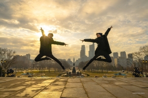 Dancers Will and Sam get some hang time at the landmark steps of Philly's Museum of Art.