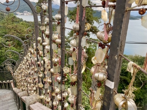 Visitors can hang prayer bells on either side of the steps, hoping that their wishes will come true.