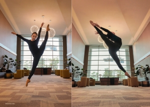 Ceci Wang的動作為我們展示了腰腿軟度和彈跳力的完美結合。