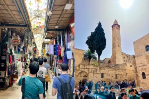 Cả Nhà thờ Mộ Thánh và Bức tường phía Tây đều nằm trong thành phố cổ có tường bao quanh Jerusalem, thường được gọi là Thành phố Cổ. Khu vực này không chỉ có các thánh địa này mà còn nhộn nhịp với vô số cửa hàng và chợ đầy màu sắc.