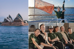 Sie sind in Sydney! Zwischen den 11 Auftritten haben die Künstler eine Pause eingelegt, um die Schönheit der Stadt bei einer Schiffsrundfahrt zu erkunden.