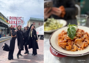 Dancers sample the best of Seattle at the city's popular Pike Place Market. 